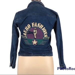 Vintage Silver Unicorn Denim Jean Jacket size L fits like small